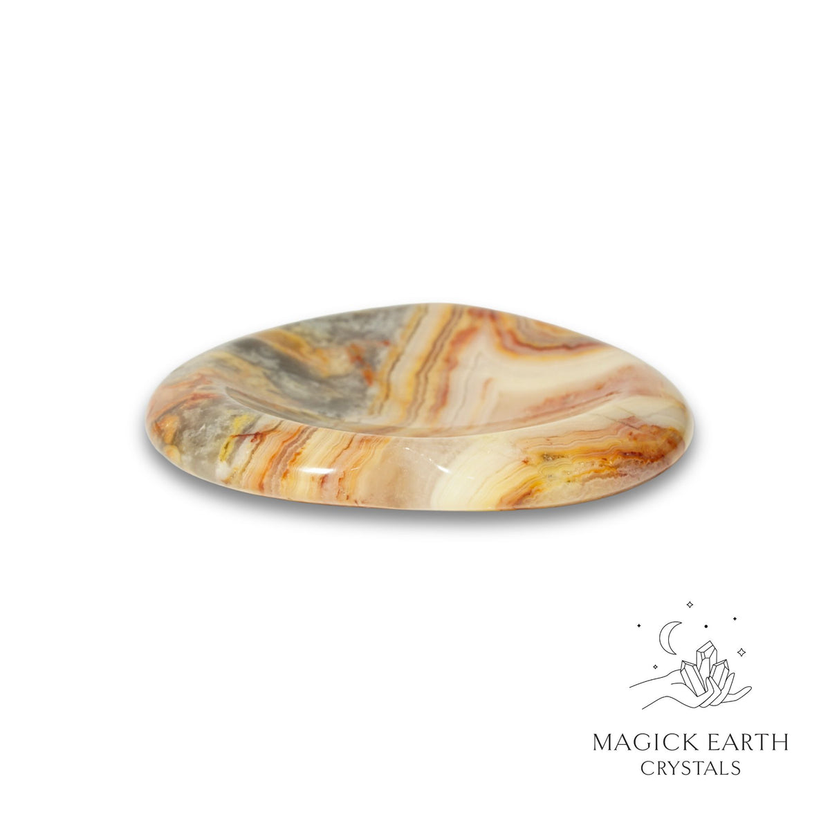 Natural Crazy Agate heart thumb stone view c