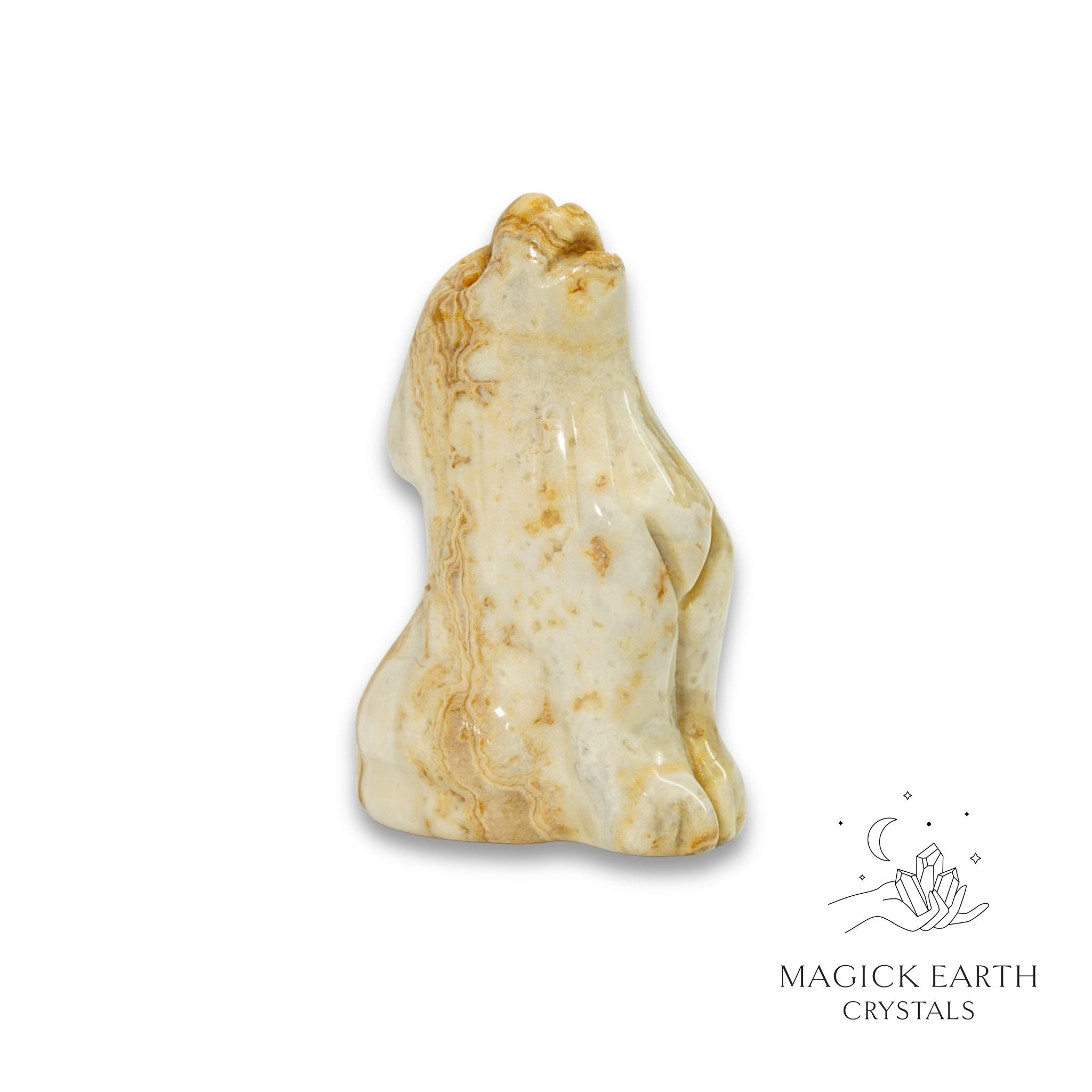Natural Crazy Agate crystal wolf figurine view a