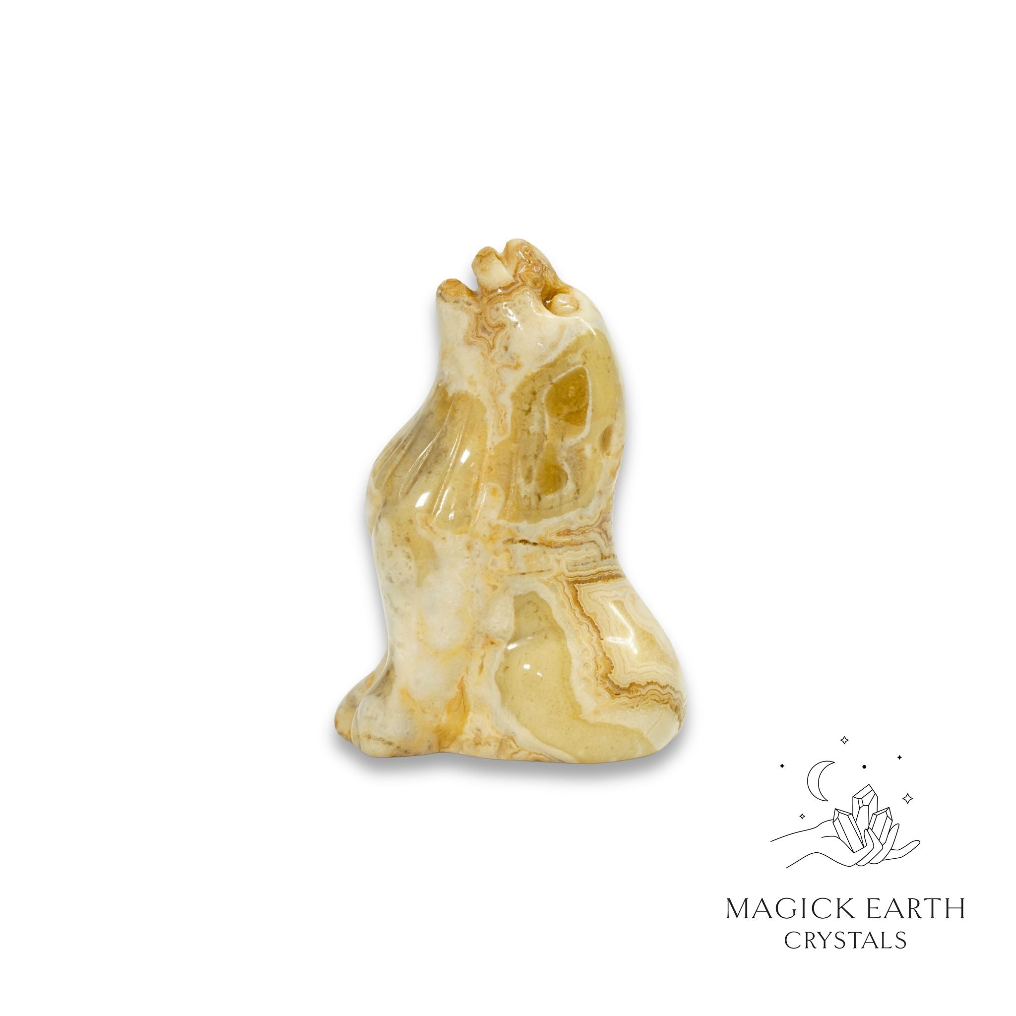Natural Crazy Agate crystal wolf figurine view b