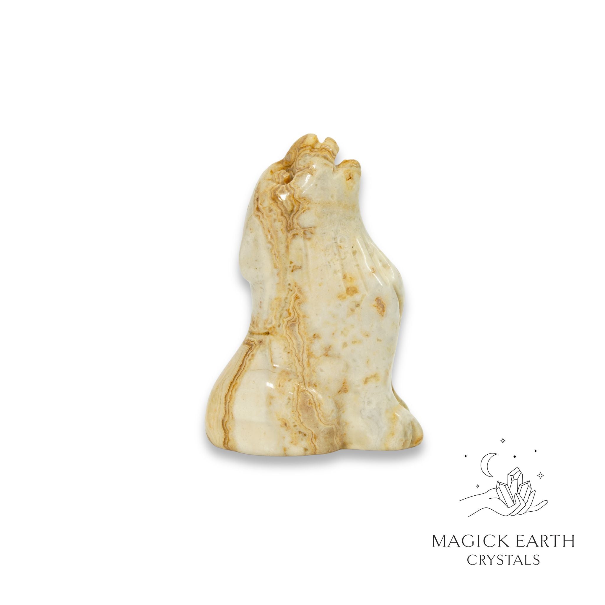 Natural Crazy Agate crystal wolf figurine view c