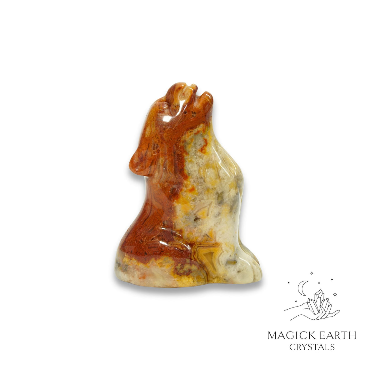 Natural Crazy Agate crystal wolf figurine view d