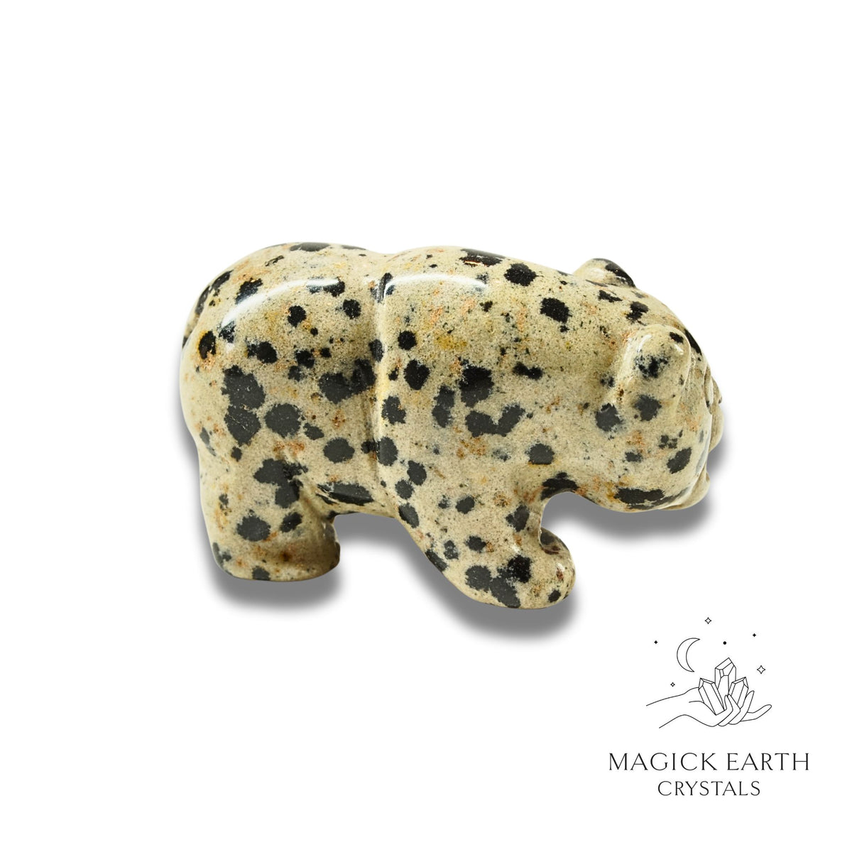 Natural Dalmatian Jasper crystal bear figurine view b