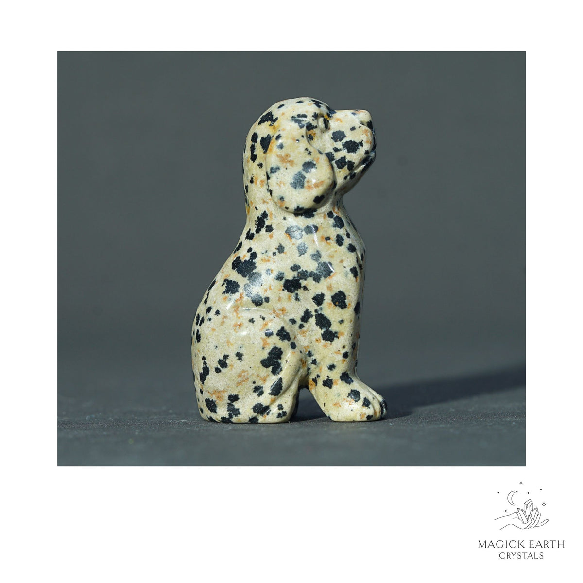 Natural Dalmatian Jasper crystal dog figurine 50mm view a