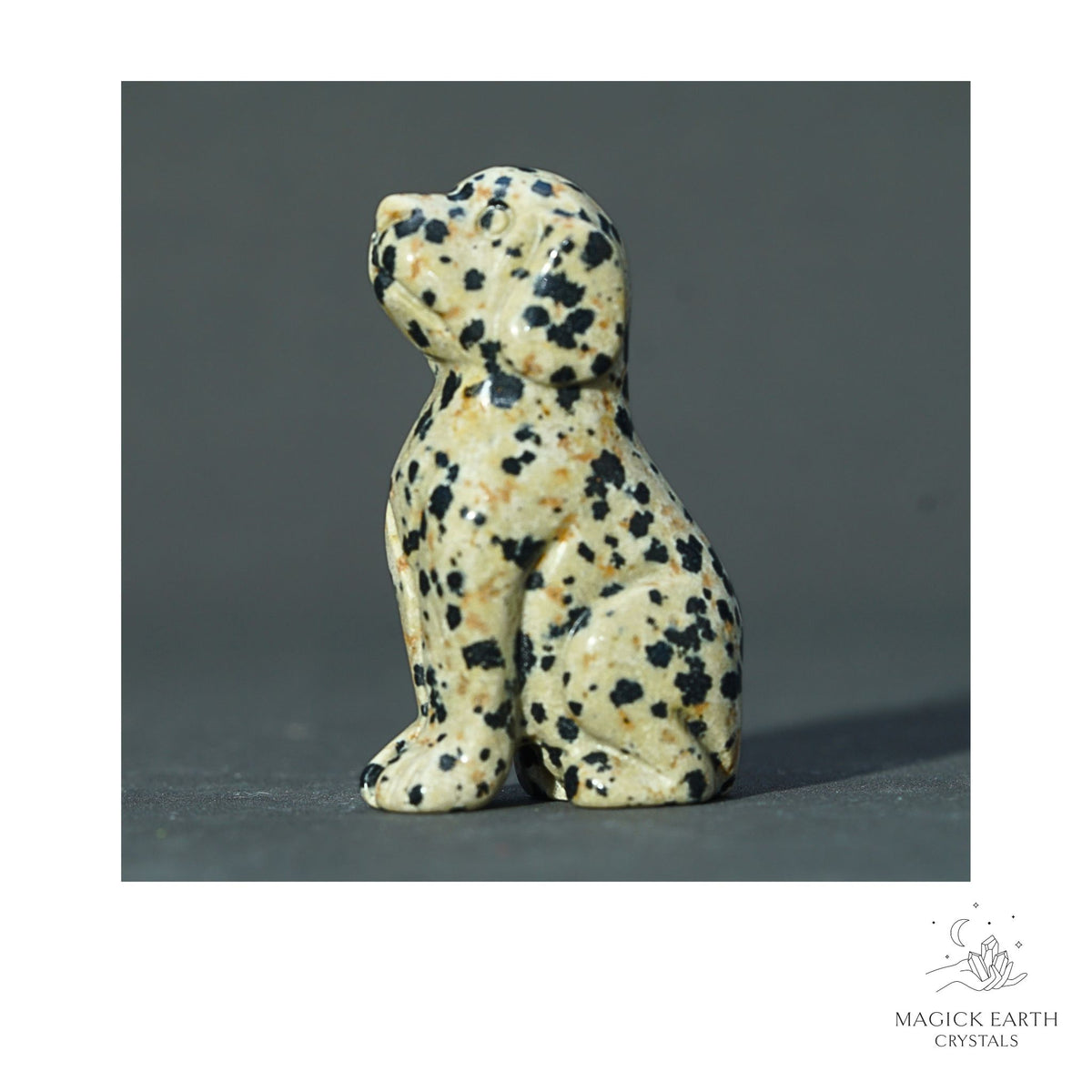 Natural Dalmatian Jasper crystal dog figurine 50mm view b