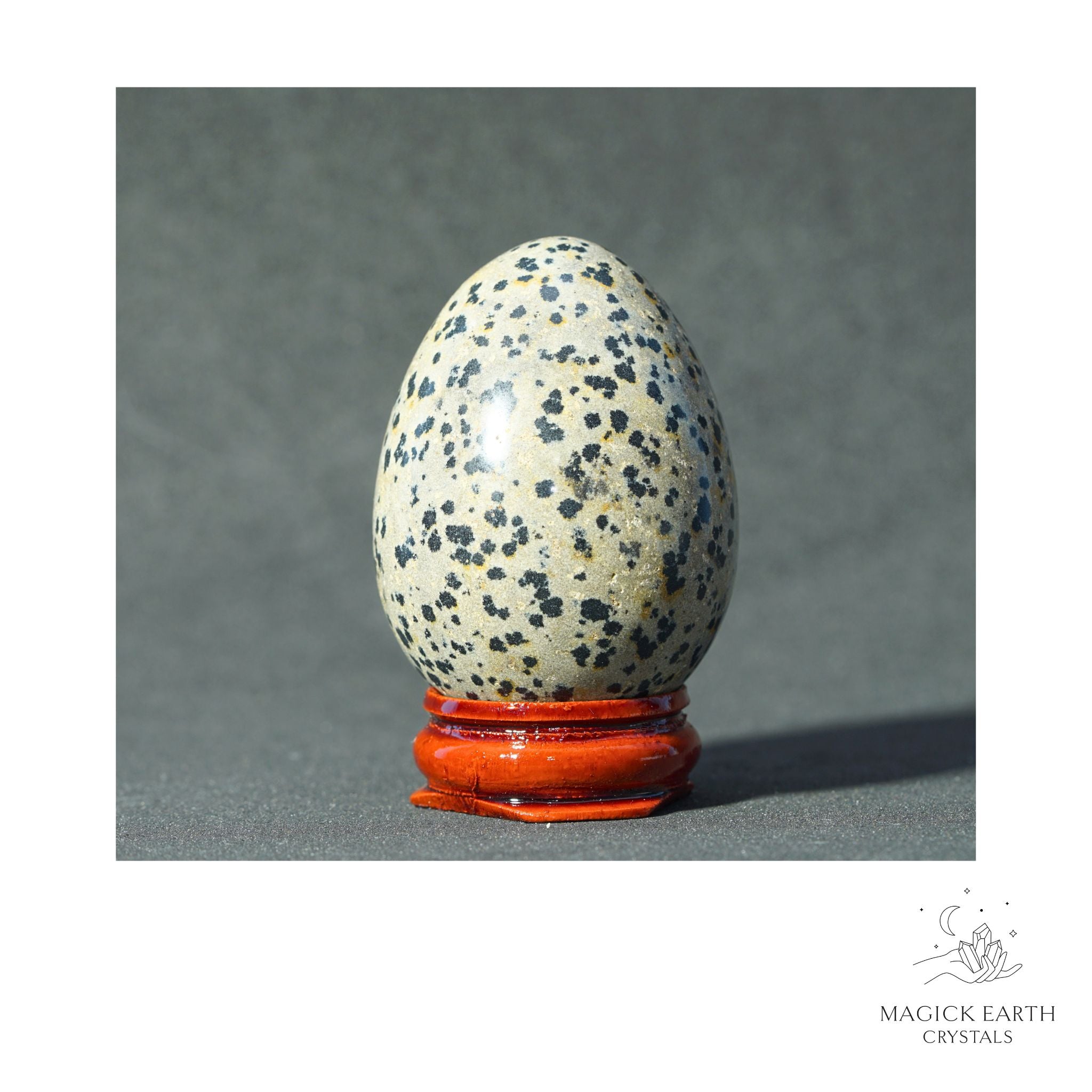 Natural Dalmatian Jasper Crystal Egg View A