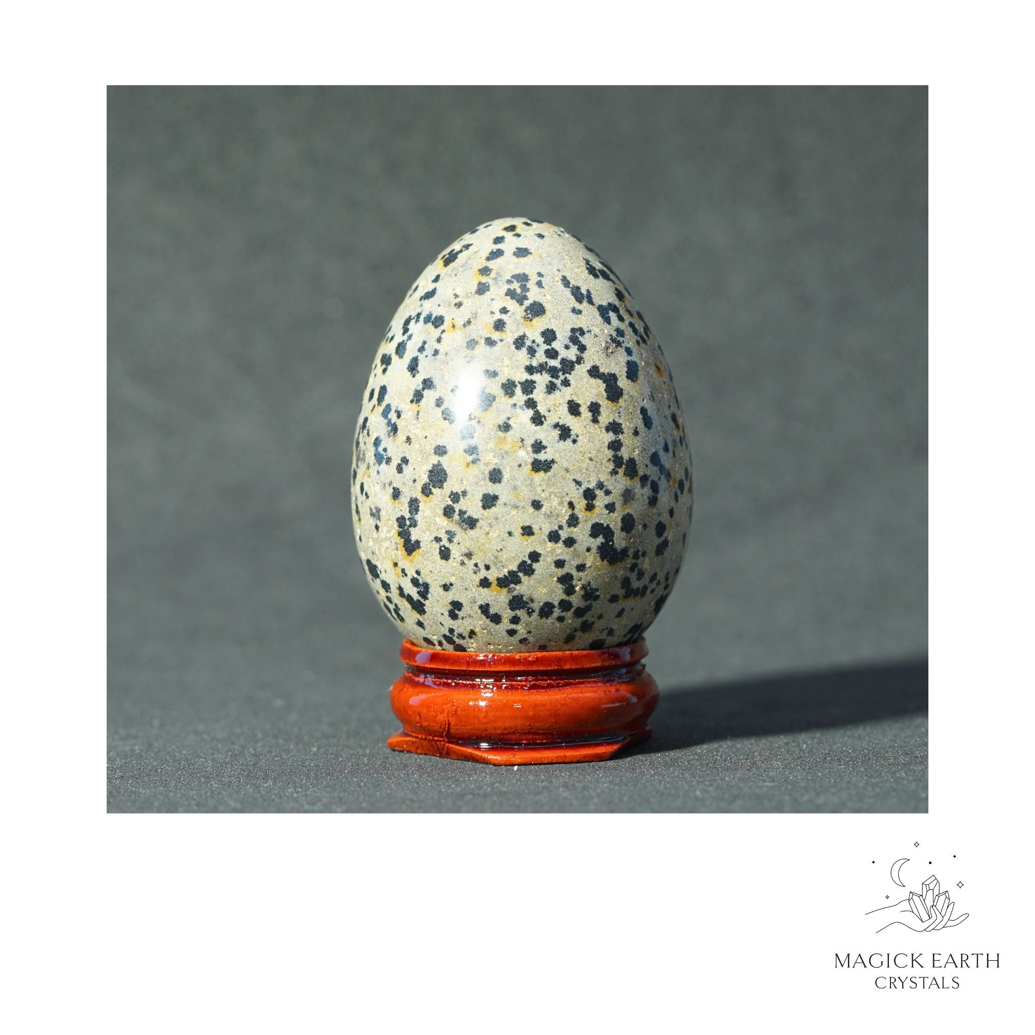 Natural Dalmatian Jasper Crystal Egg View B