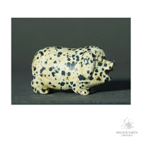 Natural Dalmatian Jasper crystal pig figurine view a