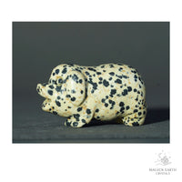 Natural Dalmatian Jasper crystal pig figurine view b