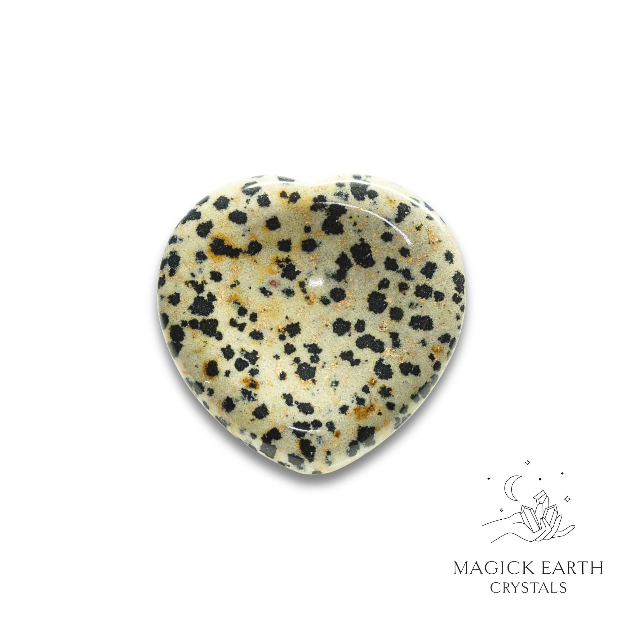 Natural Dalmatian Jasper heart thumb stone view a