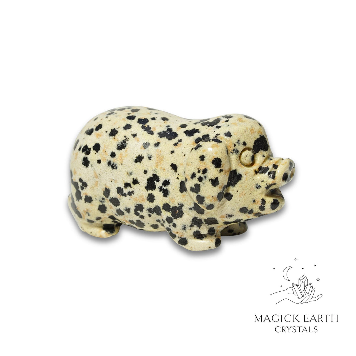 Natural Dalmatian Jasper crystal pig figurine view a