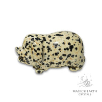 Natural Dalmatian Jasper crystal pig figurine view b