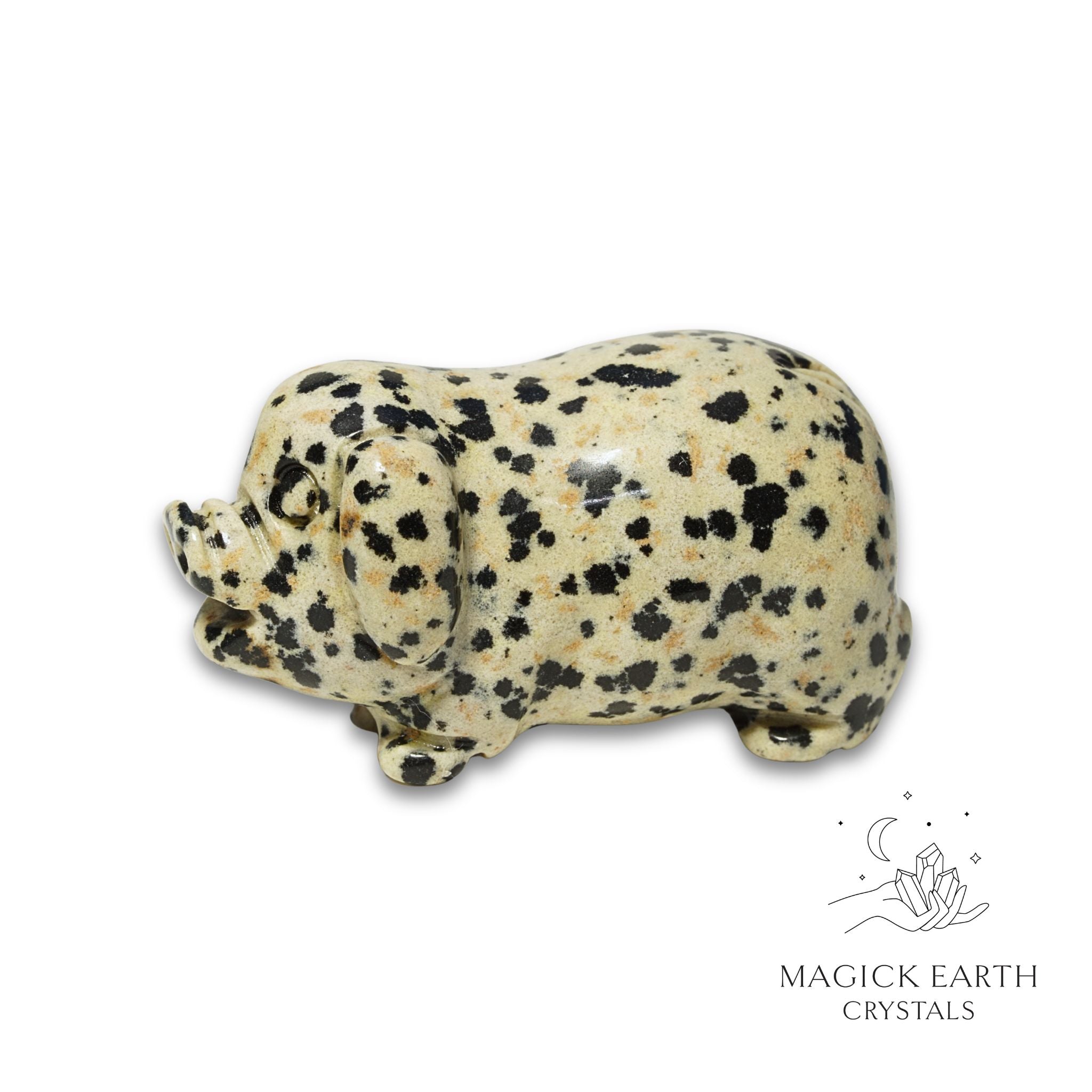 Natural Dalmatian Jasper crystal pig figurine view b