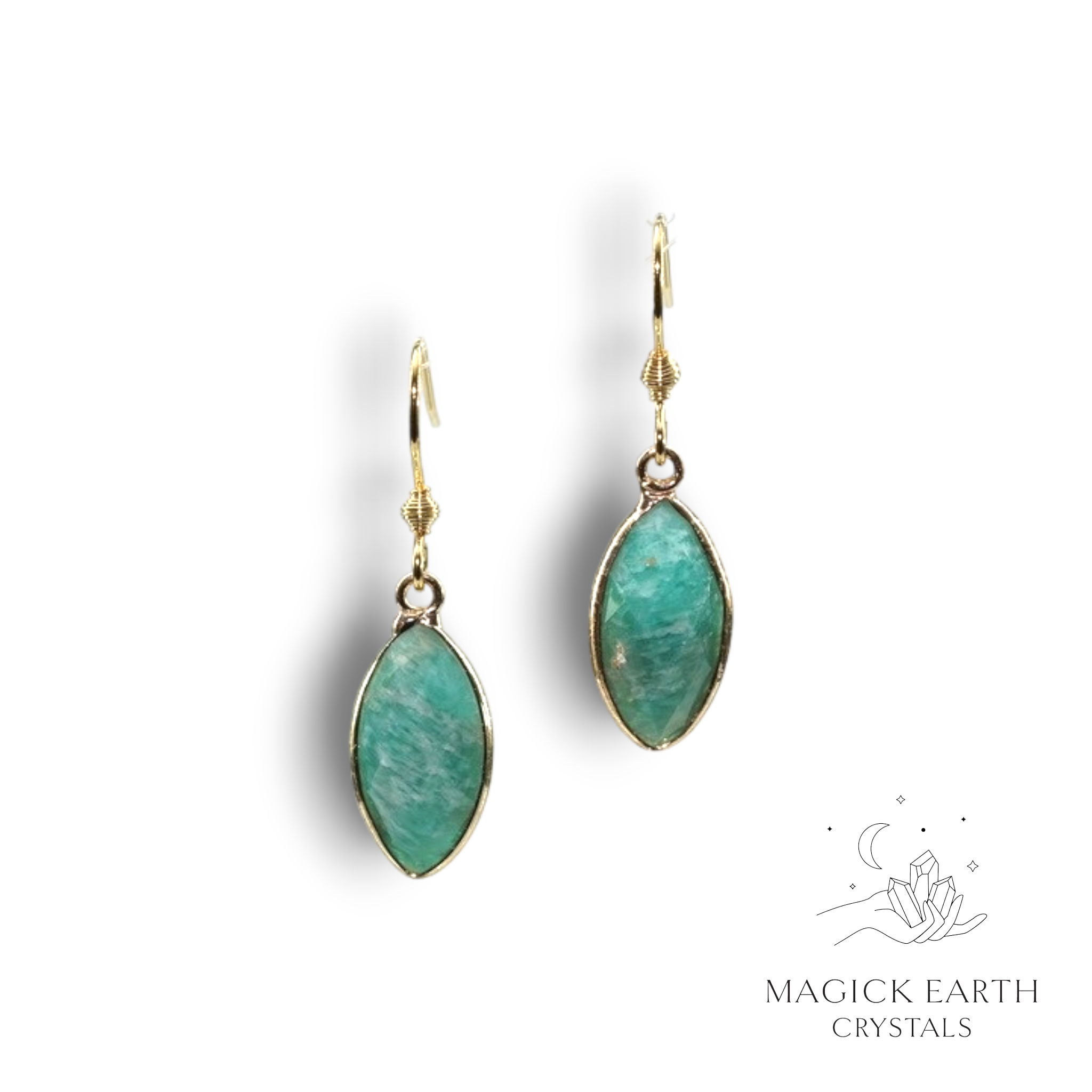 Natural Dark Amazonite marquise crystal earrings