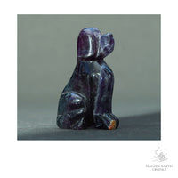 Natural Dark Fluorite crystal dog figurine 50mm view a