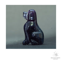 Natural Dark Fluorite crystal dog figurine 50mm view b