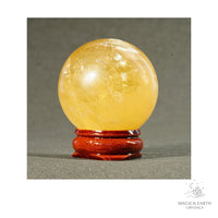 Natural Dark Honey Calcite crystal sphere 41mm view a