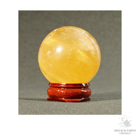 Natural Dark Honey Calcite crystal sphere 41mm view b