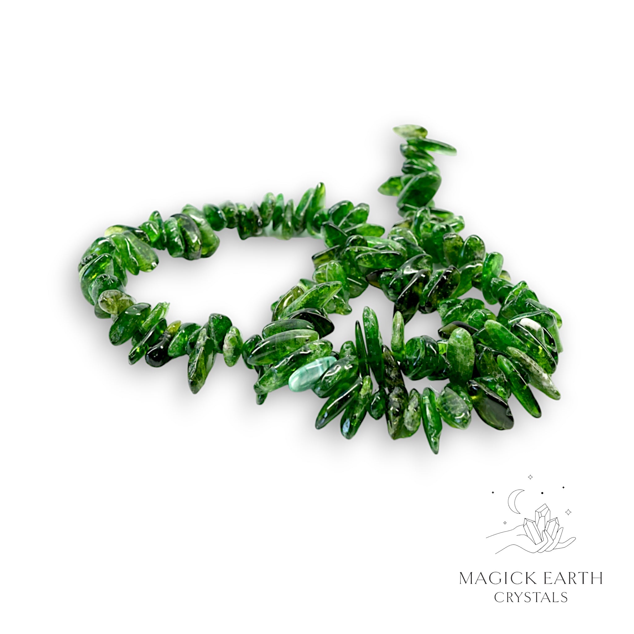 Natural Diopside drilled crystal chip strand, large chip size