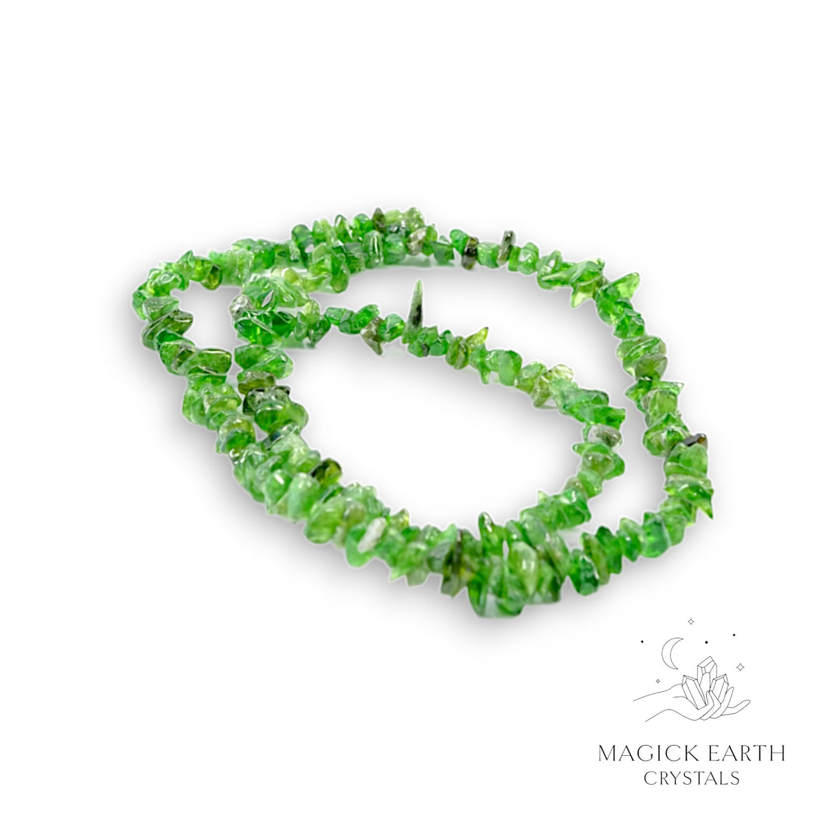 Natural Diopside drilled crystal chip strand, small chip size
