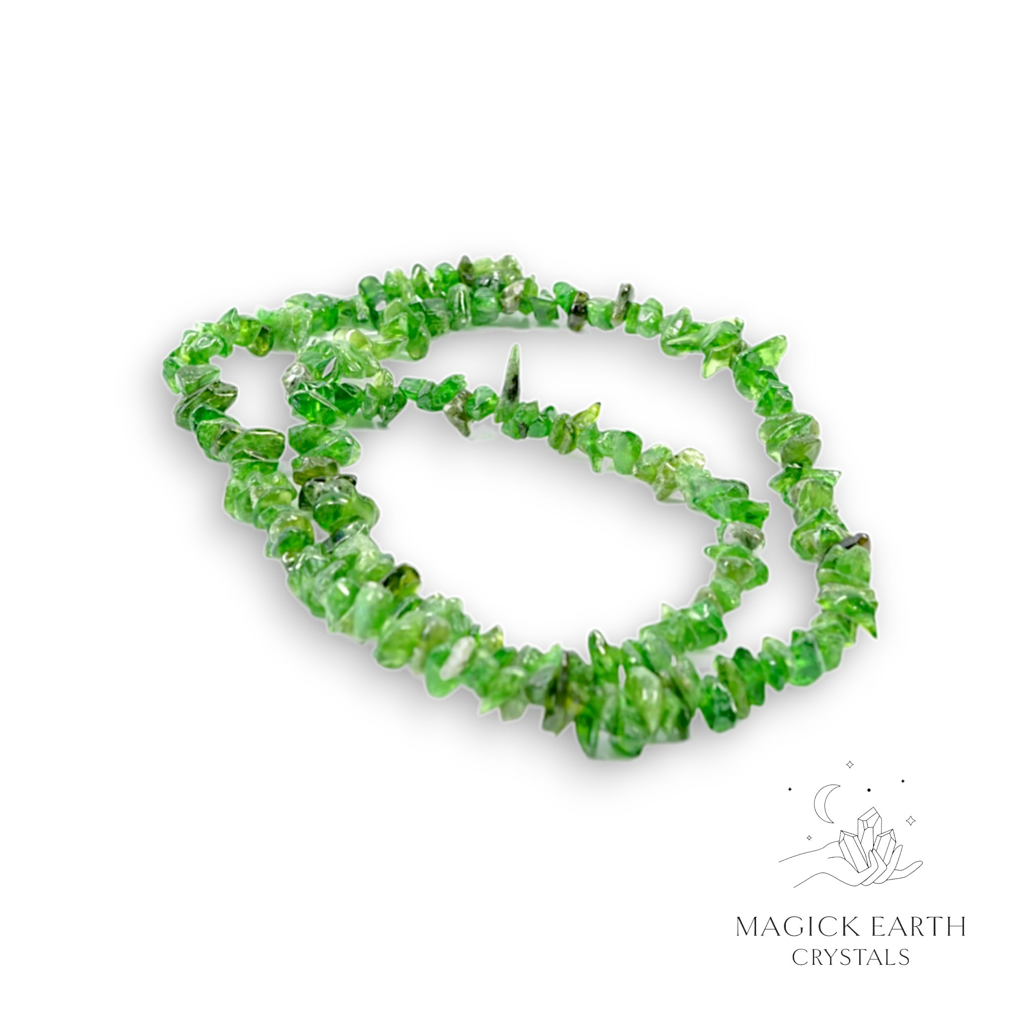 Natural Diopside drilled crystal chip strand, small chip size