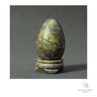 Natural Dragon's Blood Jasper crystal egg with matching stand view a