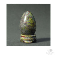 Natural Dragon's Blood Jasper crystal egg with matching stand view b