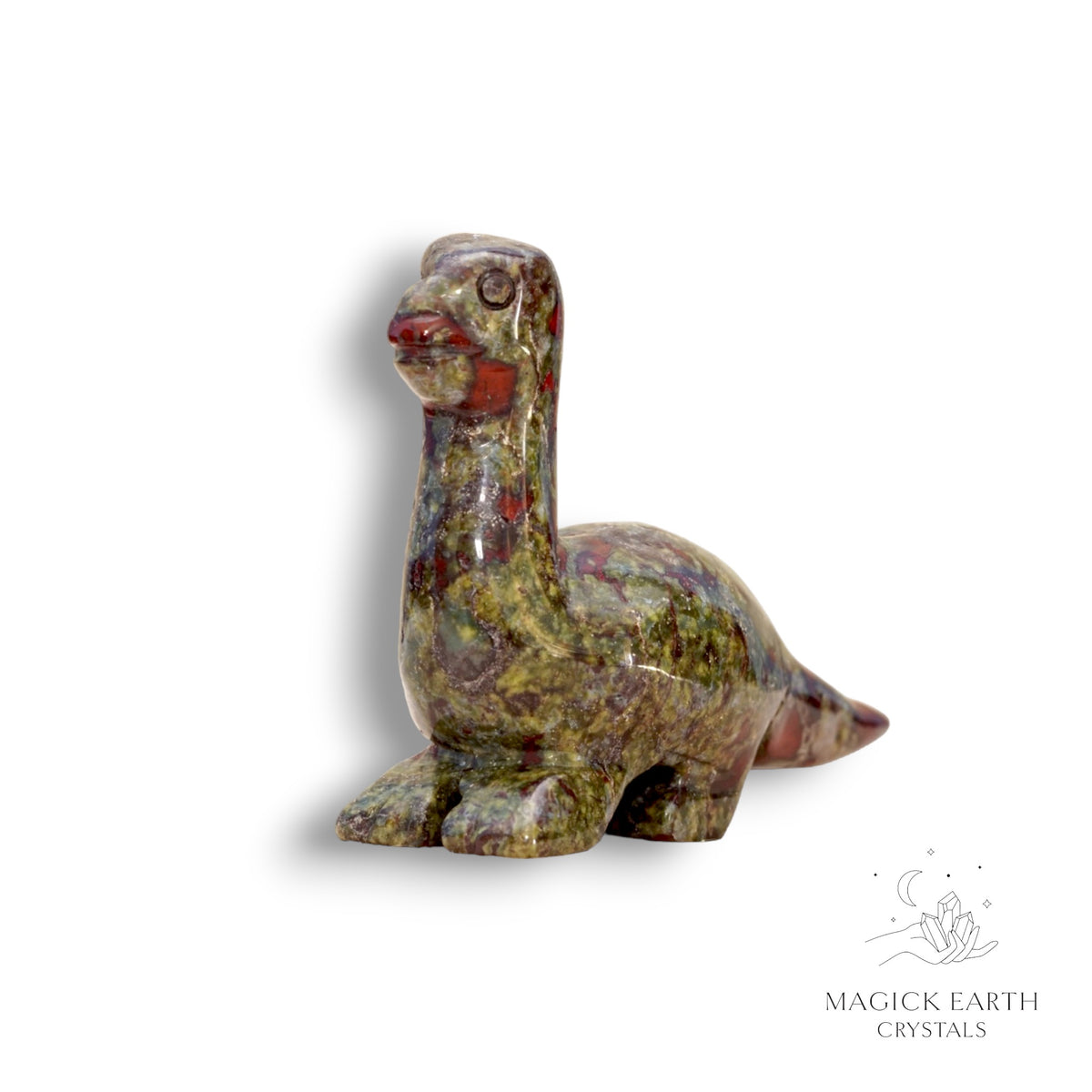 Natural Dragons Blood Jasper crystal dinosaur figurine view b