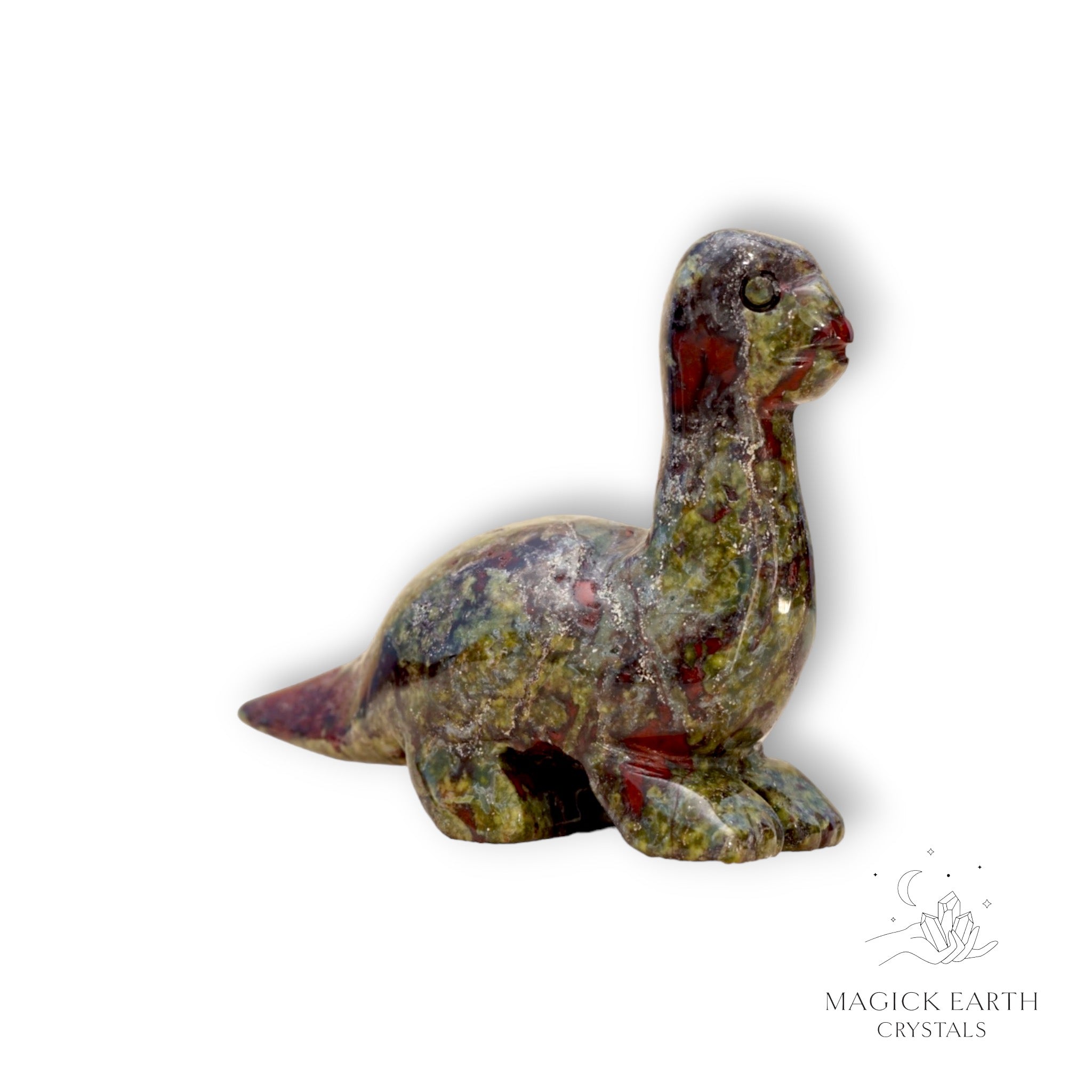 Natural Dragons Blood Jasper crystal dinosaur figurine right view
