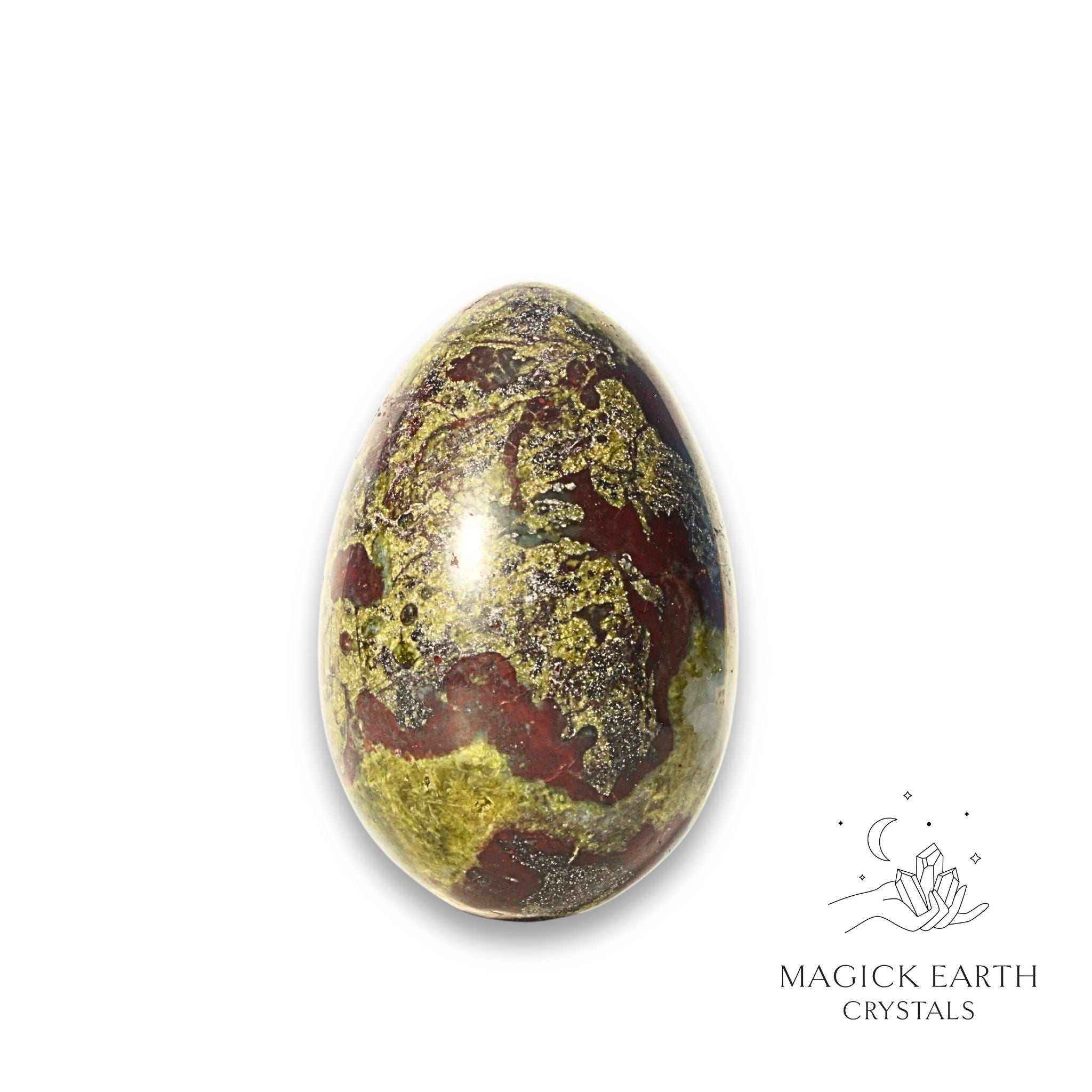 Natural Dragons Blood Jasper crystal egg with stand view d