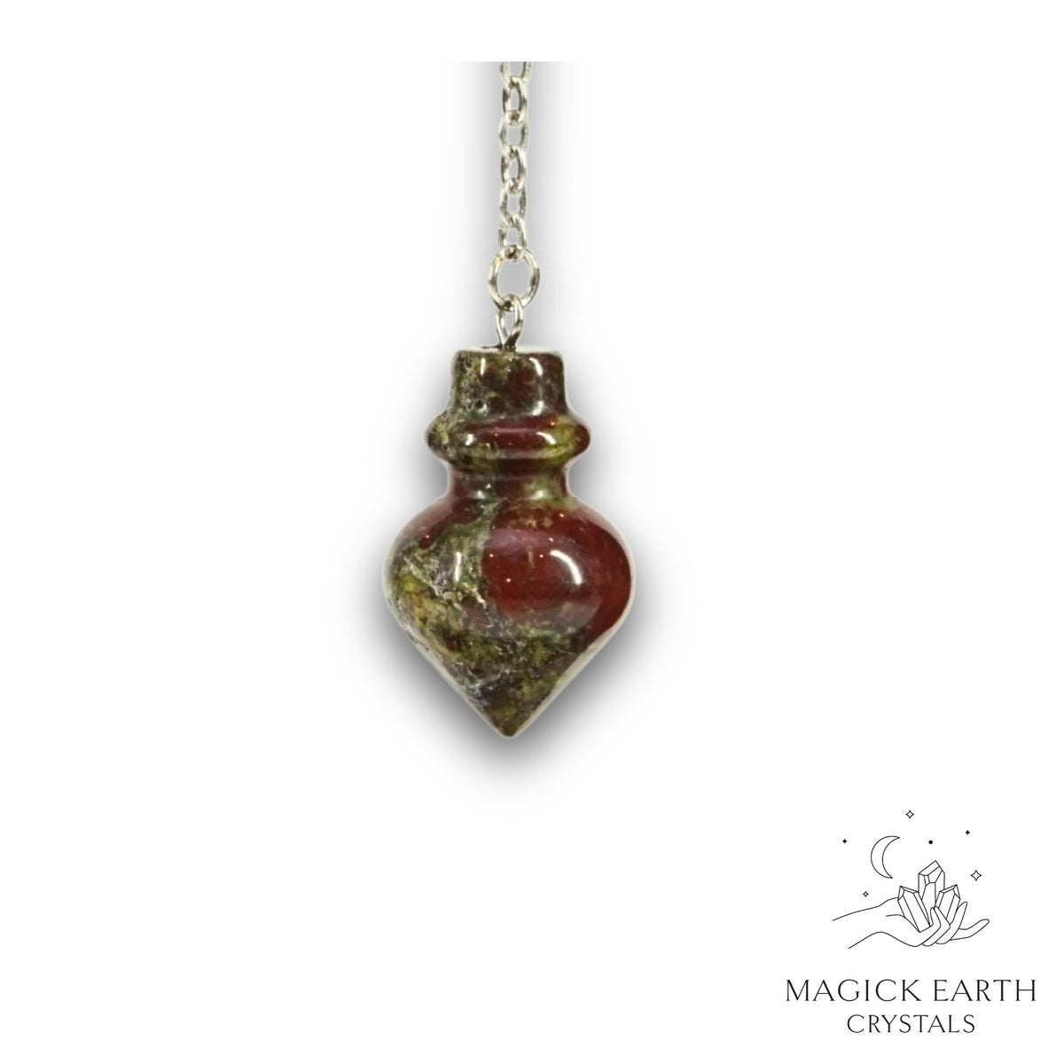 Natural Dragons Blood Jasper crystal flask pendulum view b