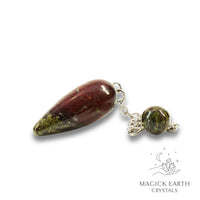 Natural Dragons Blood Jasper teardrop crystal pendulum view a