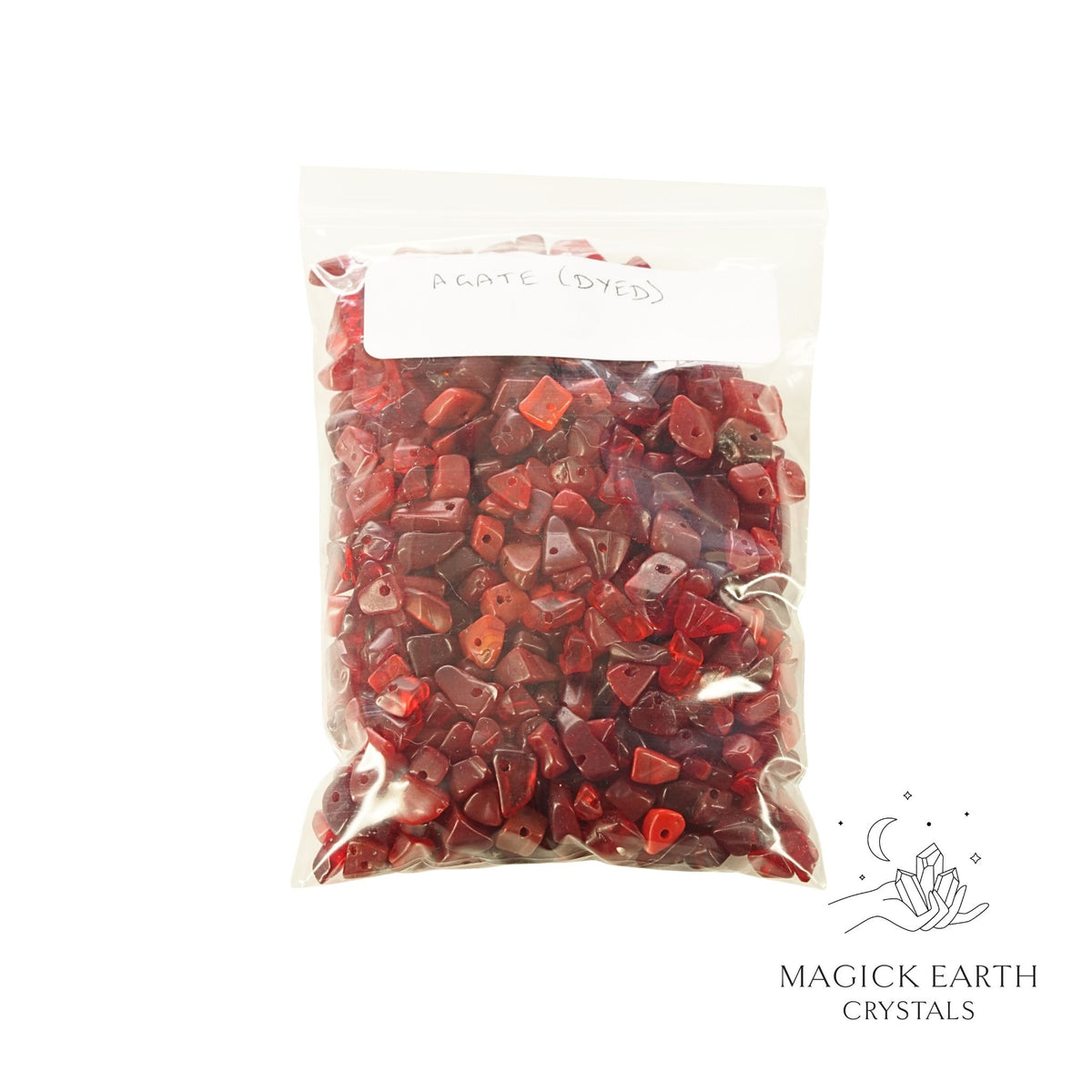 Natural Agate (dyed) drilled crystal chip 115g bag view b