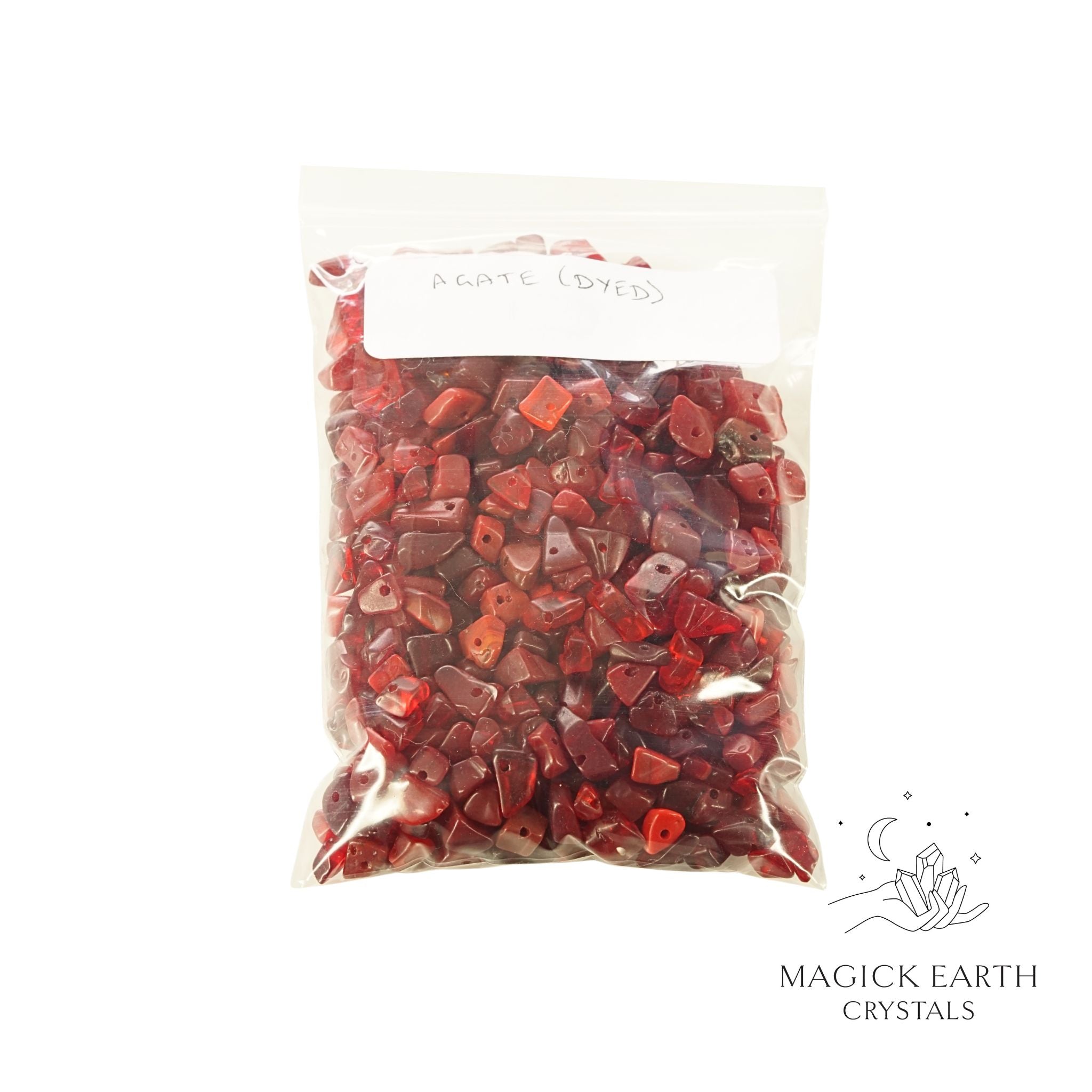 Natural Agate (dyed) drilled crystal chip 115g bag view b