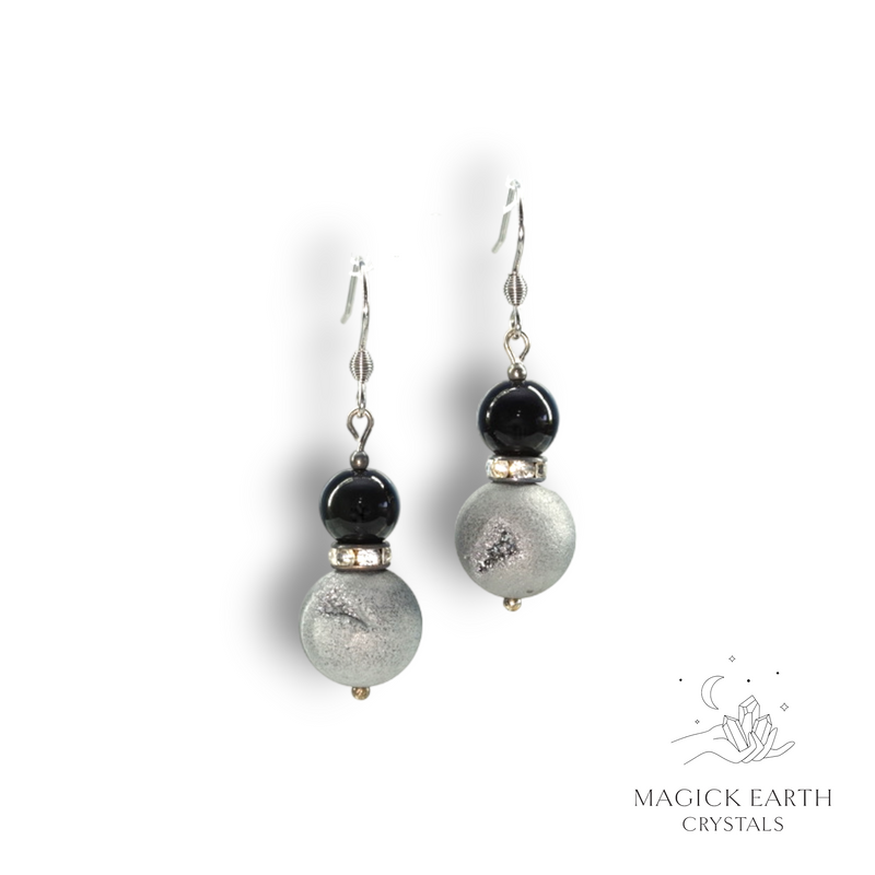 Electroplated Druzy Earrings in Platinum with Platinum Finish for Steady Strength