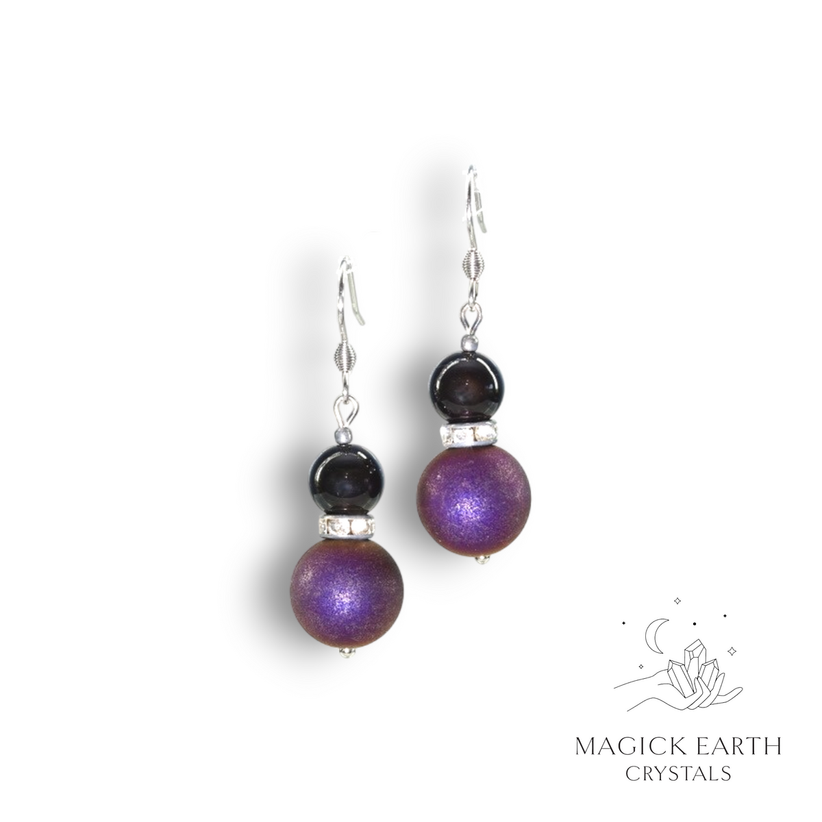 Electroplated Druzy Earrings in Purple with Platinum Finish for Steady Strength