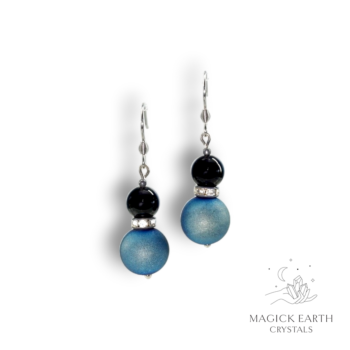 Electroplated Druzy Earrings in Teal with Platinum Finish for Steady Strength