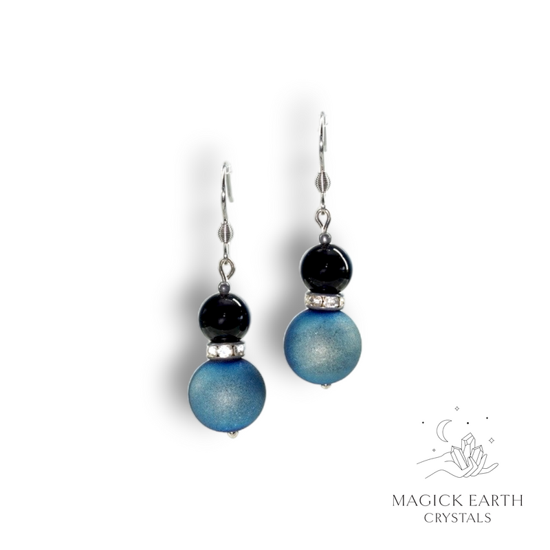 Electroplated Druzy Earrings in Teal with Platinum Finish for Steady Strength