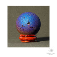 Electroplated Quartz Druzy crystal sphere, blue finish view c