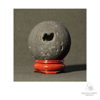 Electroplated Quartz Druzy crystal sphere, charcoal finish view c