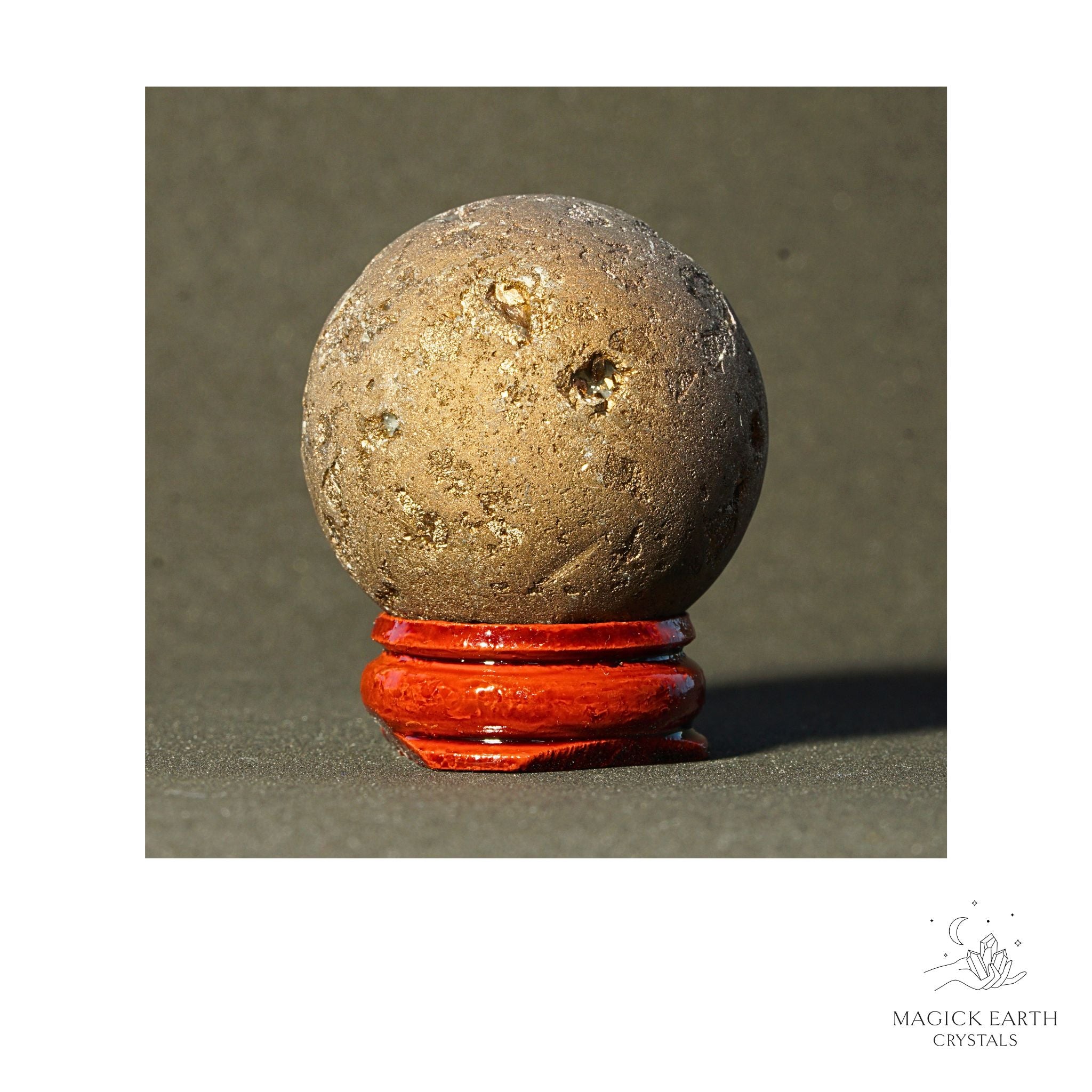 Electroplated Quartz Druzy crystal sphere, coffee finish view a