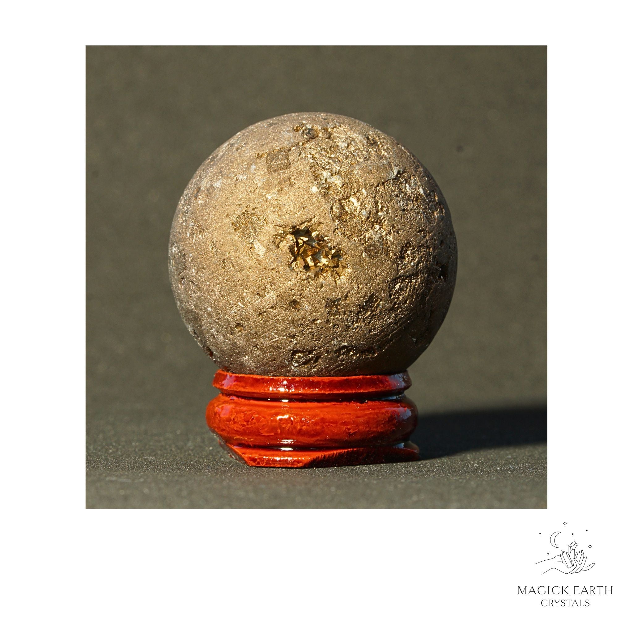 Electroplated Quartz Druzy crystal sphere, coffee finish view c