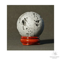 Electroplated Quartz Druzy crystal sphere, platinum finish view c