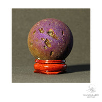 Electroplated Quartz Druzy crystal sphere, purple finish view a