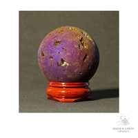 Electroplated Quartz Druzy crystal sphere, purple finish view c