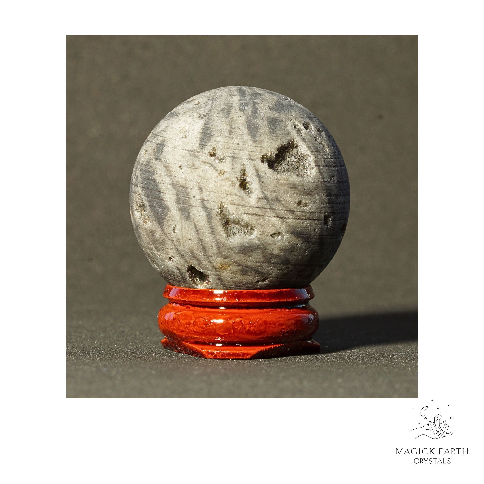  Electroplated Quartz Druzy crystal sphere, slate finish view a
