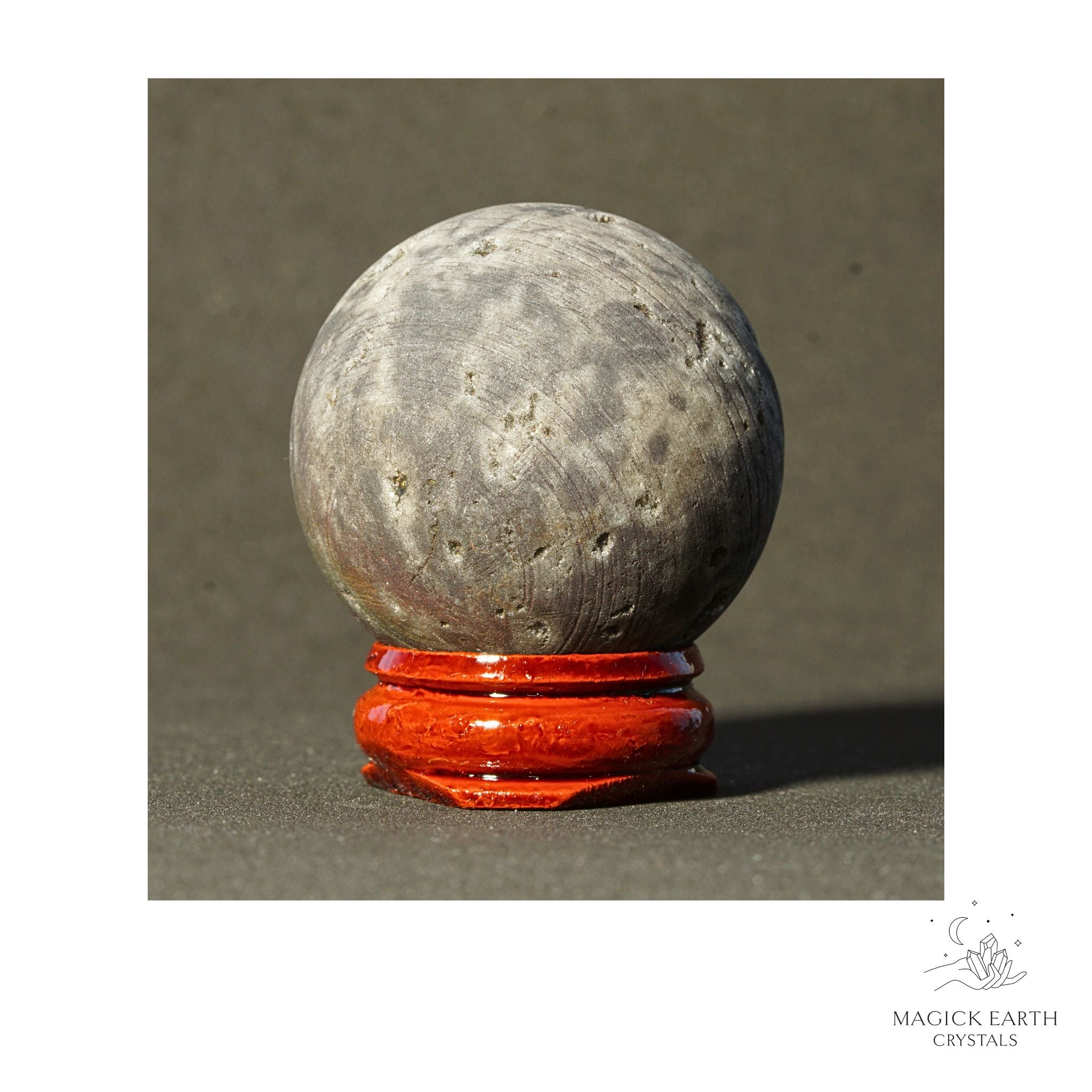 Electroplated Quartz Druzy crystal sphere, slate finish view b