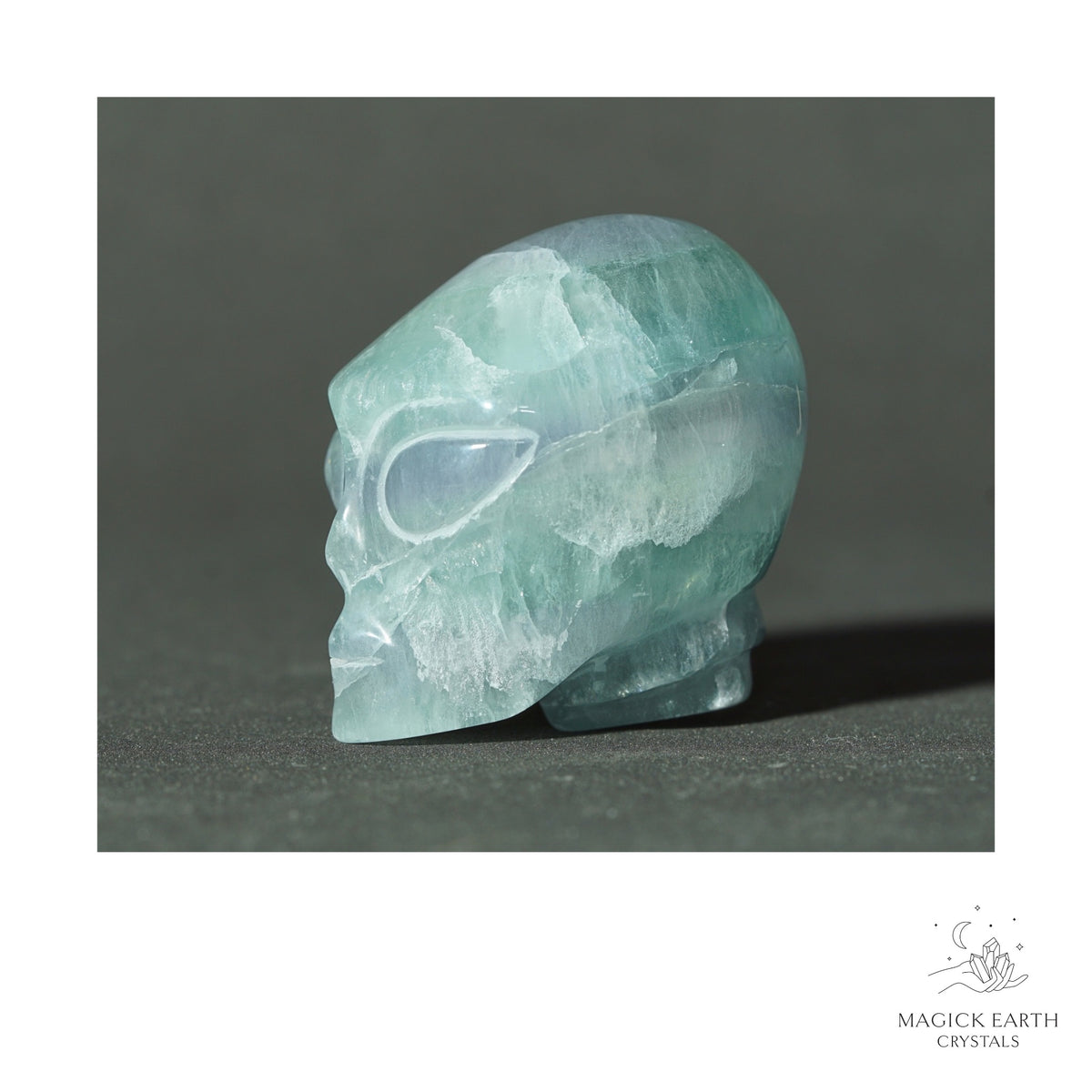Natural Fluorite Crystal Alien Skull View A