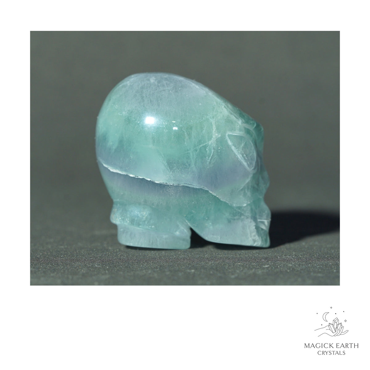 Natural Fluorite Crystal Alien Skull View B