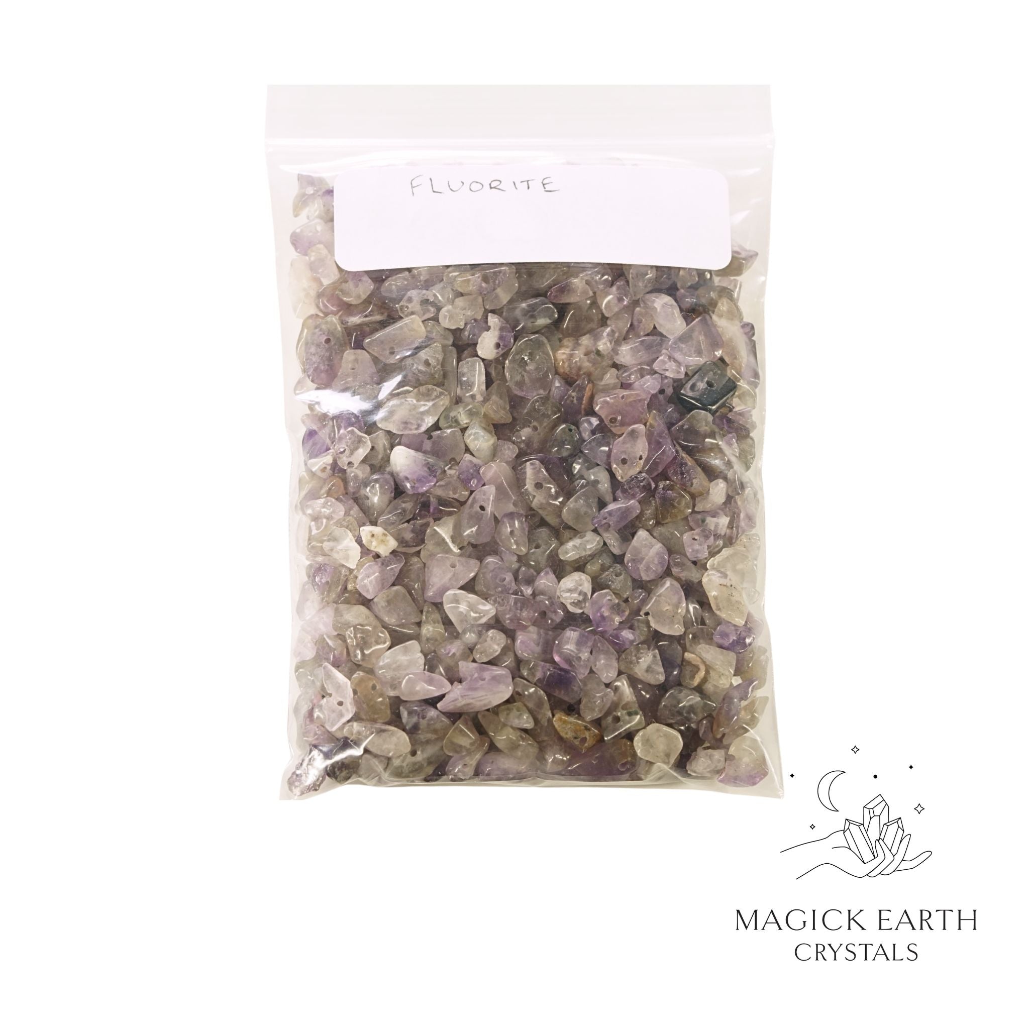 Natural Fluorite drilled crystal chips view b