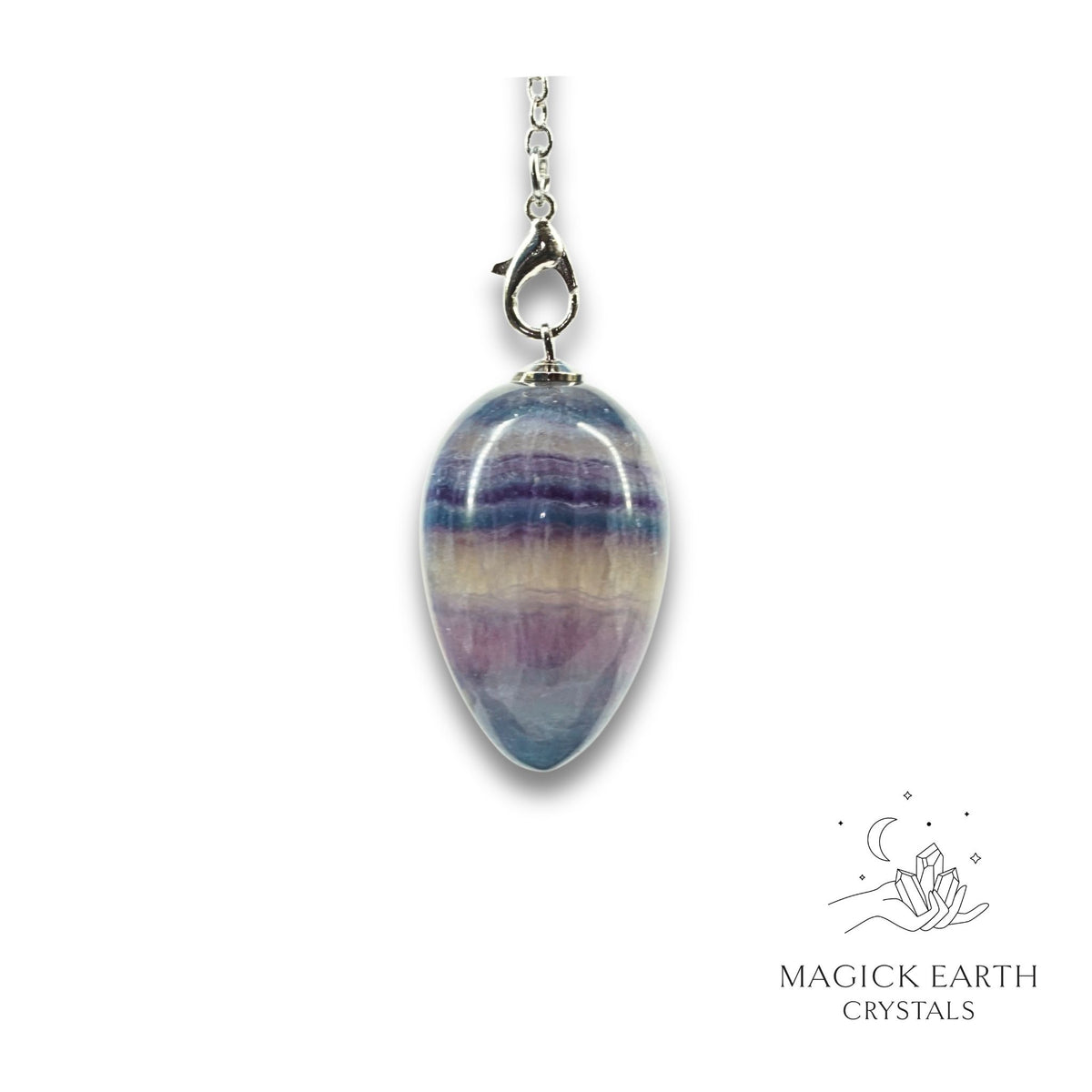 Natural Fluorite egg crystal pendulum view b